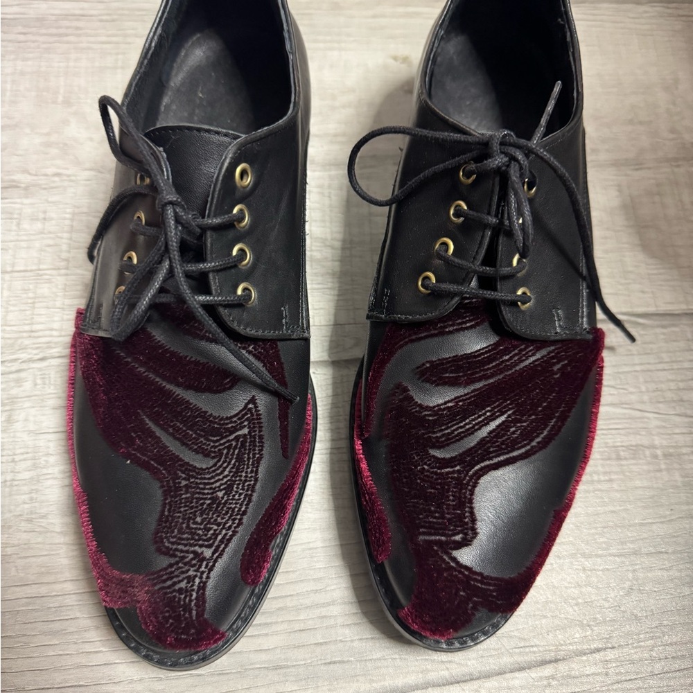 Miista Black and Burgundy Loafers
